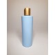 250ml Baby Blue Cylindrical PET Plastic Bottles With Matt Gold Disc Top
