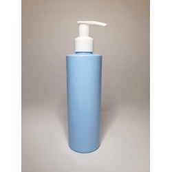 500ml Baby Blue Cylindrical PET Plastic Bottles With White Lotion Pump
