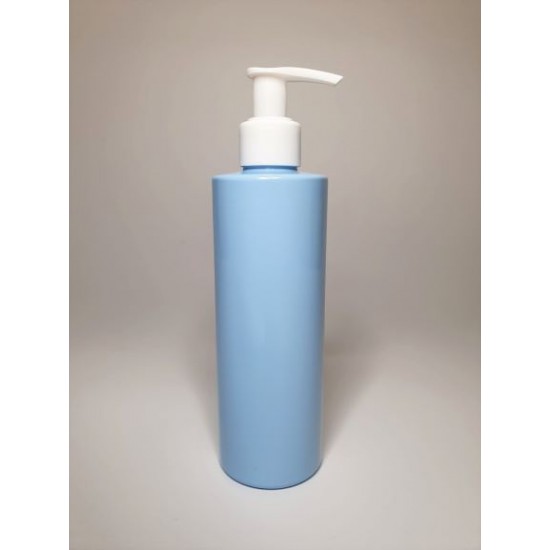 500ml Baby Blue Cylindrical PET Plastic Bottles With White Lotion Pump
