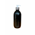 500ml Black PP Olive Bottle with Silver Chrome Lotion Pump