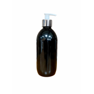 500ml Black PP Olive Bottle with Silver Chrome Lotion Pump