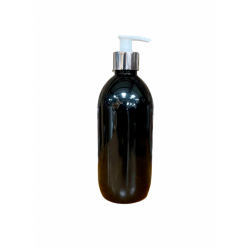 500ml Black PP Olive Bottle with Silver Chrome Lotion Pump