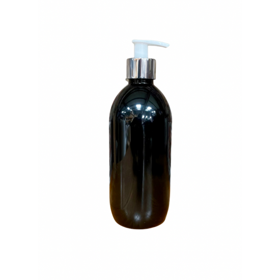 500ml Black PP Oval Bottle with Silver Chrome Lotion Pump