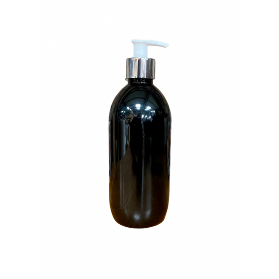 500ml Black PP Olive Bottle with Silver Chrome Lotion Pump 500ml Black PP Olive Bottle with Silver Chrome Lotion Pump
