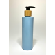 500ml Baby Blue PET Plastic Cylinder Bottles with Bamboo Black Lotion Pump 500ml Baby Blue PET Plastic Cylinder Bottles with Bamboo Black Lotion Pump