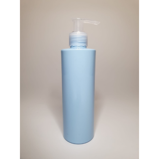 500ml Baby Blue Cylindrical PET Plastic Bottles With Natural Lotion Pump