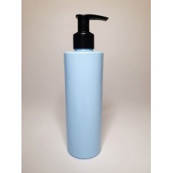 500ml Baby Blue Cylindrical PET Plastic Bottles With Black Lotion Pump