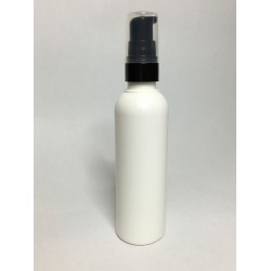 100ml Tall White HDPE Boston Bottle With Black Cream Pump 