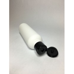 100ml Tall White HDPE Boston Bottle With Black Flip Top