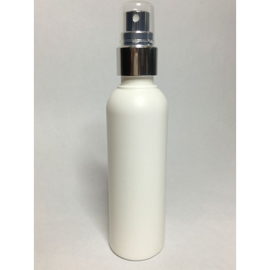 100ml Tall White HDPE Boston Bottle With Chrome Atomiser