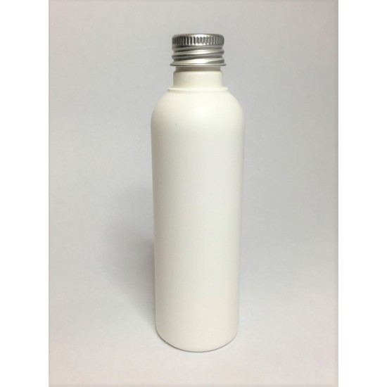 100ml White HDPE Tall Boston With Aluminium Lid