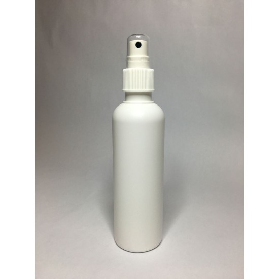 100ml Tall White HDPE Boston Bottle With White Atomiser 100ml Tall White HDPE Boston Bottle With White Atomiser