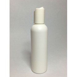 100ml Tall White HDPE Boston Bottle With White Disc Top Lid
