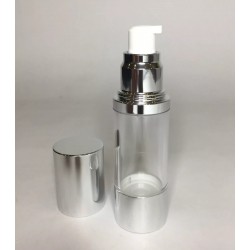30ml Airless Chrome and Clear Plastic Pump Bottle