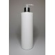 250ml White Cylinder Bottle with Chrome & Natural Lotion Pump