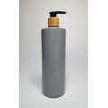 500ml Grey PET Plastic Cylinder Bottles with Bamboo/Black Lotion Pump