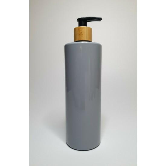 500ml Grey PET Plastic Cylinder Bottles with Bamboo/Black Lotion Pump 500ml Grey PET Plastic Cylinder Bottles with Bamboo/Black Lotion Pump