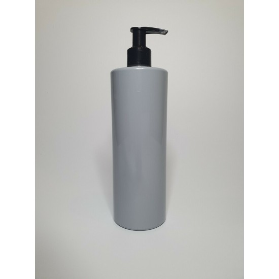 250ml Grey PET Cylinder Bottle with Black Lotion Pump