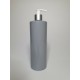 500ml Grey PET Cylinder Bottle with Silver & White Lotion Pump