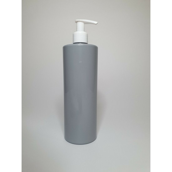 250ml Grey PET Cylinder Bottle with Chrome White Lotion Pump