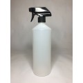 1000ml (1L) Natural HDPE Swipe Bottle with White Trigger Spray