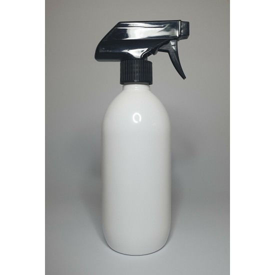 500ml White Olive Bottle with Black Trigger Spray