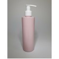 250ml Pink Cylindrical PET Plastic Bottles With White Lotion Pump