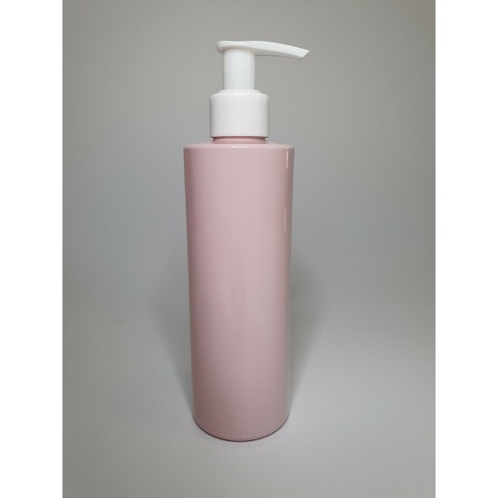 250ml Pink Cylindrical PET Plastic Bottles With White Lotion Pump 250ml Pink Cylindrical PET Plastic Bottles With White Lotion Pump