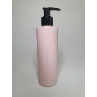 500ml Pink Cylindrical PET Plastic Bottles With Black Lotion Pump