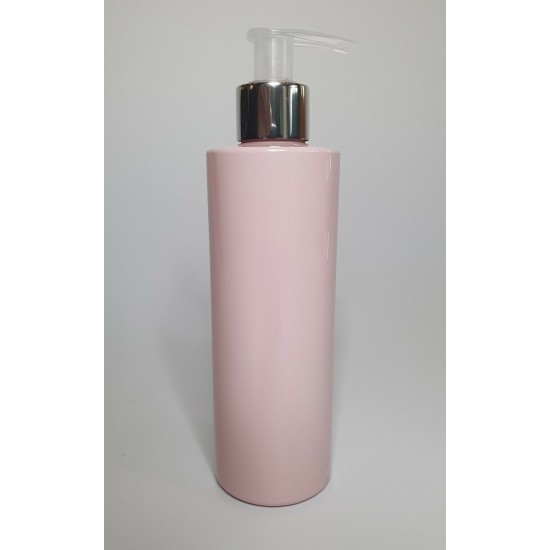 250ml Pink Cylindrical PET Plastic Bottles With Shiny Silver/Natural Lotion Pump 250ml Pink Cylindrical PET Plastic Bottles With Shiny Silver/Natural Lotion Pump