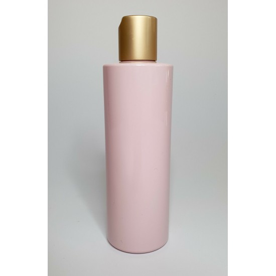 500ml Pink Cylindrical PET Plastic Bottles With Matt Gold Disc Top