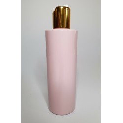 250ml Pink Cylindrical PET Plastic Bottles With Shiny Gold Disc Top