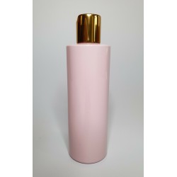 250ml Pink Cylindrical PET Plastic Bottles With Shiny Gold Disc Top