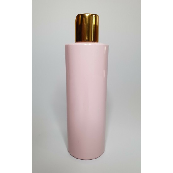 250ml Pink Cylindrical PET Plastic Bottles With Shiny Gold Disc Top 250ml Pink Cylindrical PET Plastic Bottles With Shiny Gold Disc Top