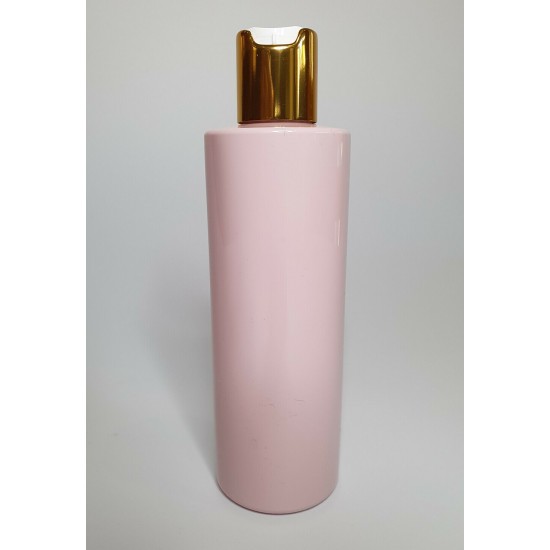 250ml Pink Cylindrical PET Plastic Bottles With Shiny Gold Disc Top