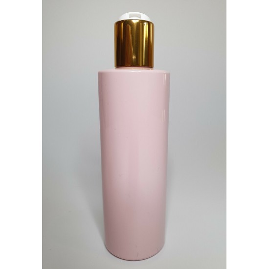 250ml Pink Cylindrical PET Plastic Bottles With Shiny Gold Disc Top 250ml Pink Cylindrical PET Plastic Bottles With Shiny Gold Disc Top