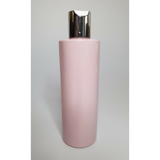 500ml Pink Cylindrical PET Plastic Bottles With Shiny Silver Disc Top