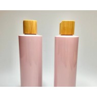 500ml Pink PET Plastic Cylinder Bottles with Bamboo Disc Top