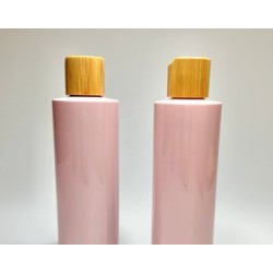 500ml Pink PET Plastic Cylinder Bottles with Bamboo Disc Top