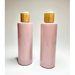 500ml Pink PET Plastic Cylinder Bottles with Bamboo Disc Top