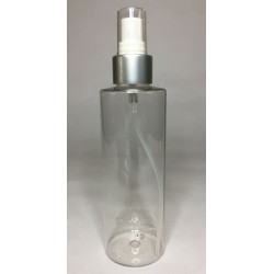 250ml Clear PET Cylindrical Bottles With Matt Silver Atomiser