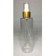 250ml Clear PET Cylindrical Bottles With Matt Gold Atomiser 250ml Clear PET Cylindrical Bottles With Matt Gold Atomiser