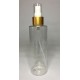 250ml Clear PET Cylindrical Bottles With Matt Gold Atomiser