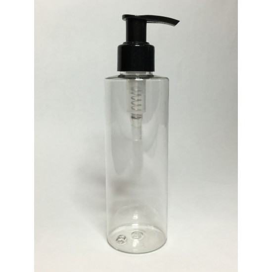 250ml Clear PET Cylindrical Bottles With Black Lotion Pump
