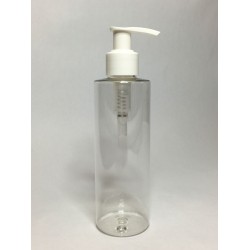 250ml Clear PET Cylindrical Bottles With White Lotion Pump