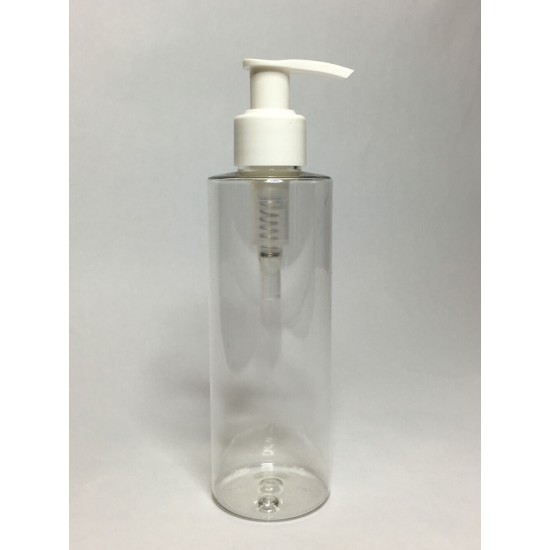 250ml Clear PET Cylindrical Bottles With White Lotion Pump