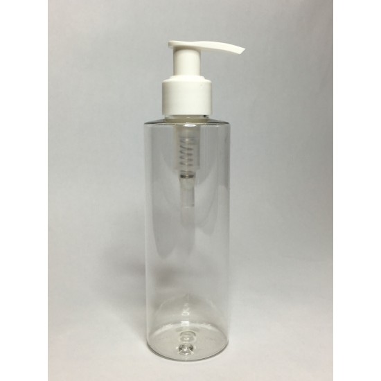 250ml Clear PET Cylindrical Bottles With White Lotion Pump 250ml Clear PET Cylindrical Bottles With White Lotion Pump