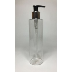 500ml Clear PET Cylinder Bottle with Silver Black Lotion Pump