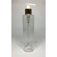250ml Clear PET Cylindrical Bottles With Gold & White Pump
