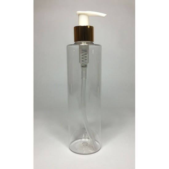 500ml Clear PET Cylinder Bottle with Chrome Silver & White Lotion Pump 500ml Clear PET Cylinder Bottle with Chrome Silver & White Lotion Pump